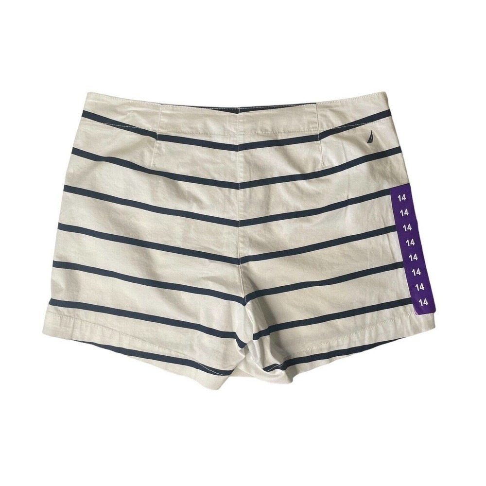 Nautica New White and Blue Striped Shorts With Pockets Size 14 Preppy Nautical - Picture 8 of 10